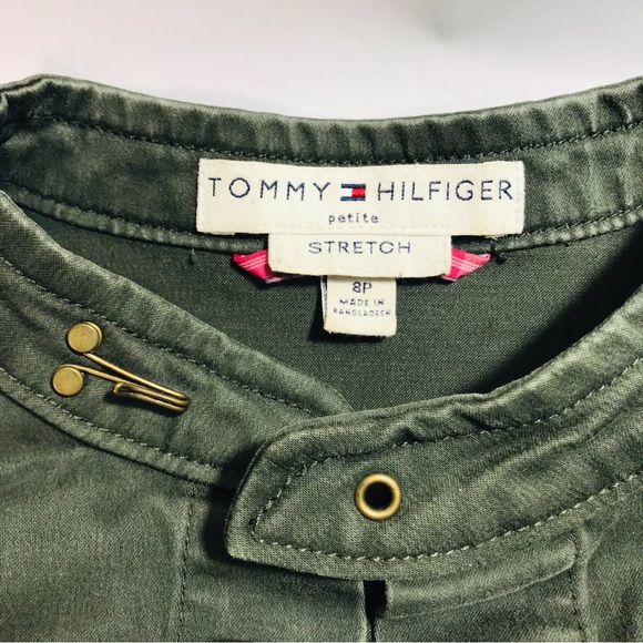 Tommy Hilfiger Army Green Short Military Utility Jacket Size 8P - Picture 6 of 16